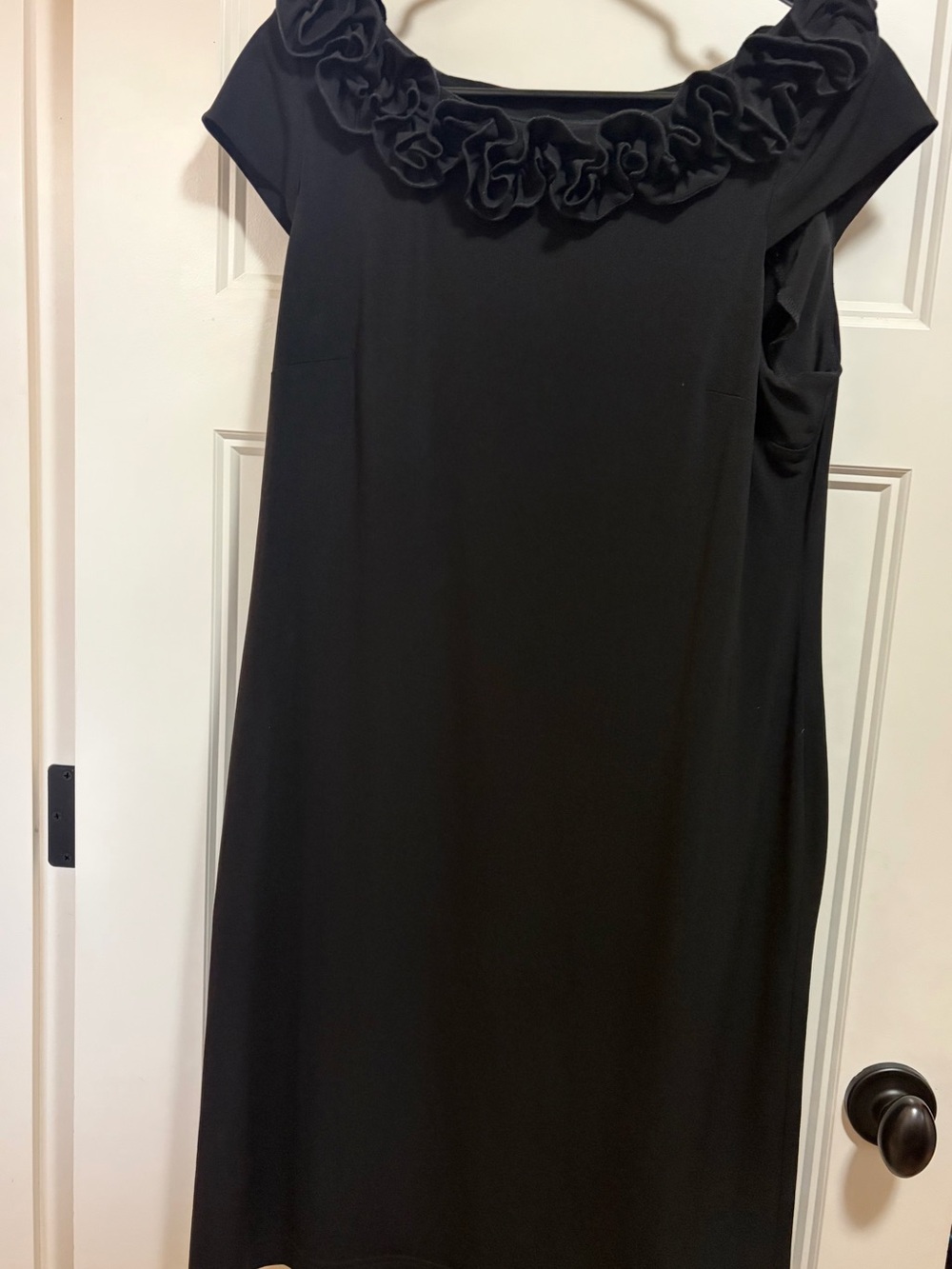 Black Ruffle-Trim Midi Dress